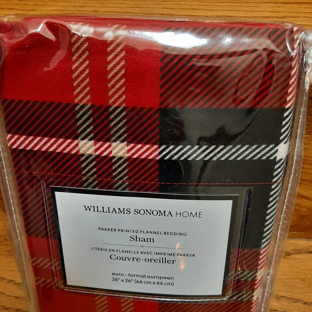 Williams Sonoma Parker Plaid Flannel Euro Sham Red